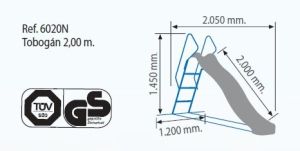 Детска пързалка тръбна метална конструкция 2.00 м