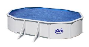 FIDJI Бял сглобяем басейн овал 500х300х120 см с пясъчен филтър