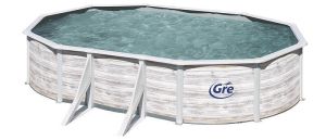 FINLANDIA Сглобяем басейн имитация северно дърво овал 500х300х120 см с пясъчен филтър