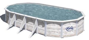 FINLANDIA Сглобяем басейн имитация северно дърво овал 730х375х120 см с пясъчен филтър