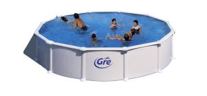 ATLANTIS Бял сглобяем басейн кръг 550х132 см с пясъчен филтър