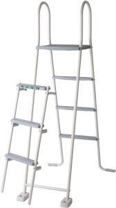 ATLANTIS Бял сглобяем басейн овал 1000х550х132 см с пясъчен филтър с външни подпори