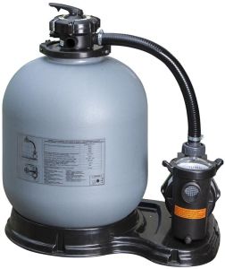 ATLANTIS Бял сглобяем басейн овал 810х470х132 см с пясъчен филтър с външни подпори