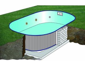 Madagascar Комплект вкопан сглобяем басейн овал 800x400x150 см