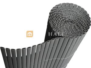 PVC покривало Бамбук - двойни ламели, сиво, 90%, 3х1 метра