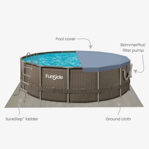 Басейн Funsicle Oasis метална рамка кръг РАТАН 4.24x2.5x1 m  с филтър и стълба